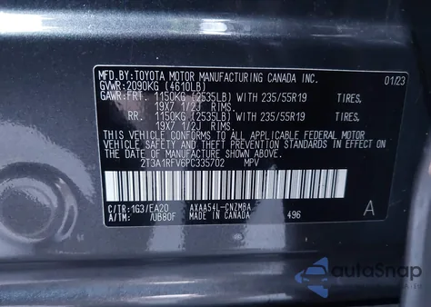 2023 Toyota Rav4 Xle Premium from USA, damaged, VIN 2T3A1RFV6PC335702